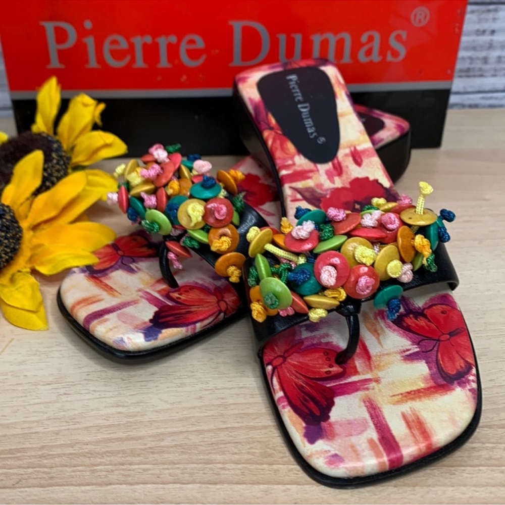 NWT Pierre Dumas Muliti Colored Button Sandals